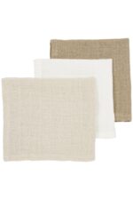 Monddoekjes Meyco Pre-Washed Offwhite/Soft Sand/Taupe 3-pack