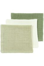 Monddoekjes Meyco Pre-Washed Natural/Soft Olive/Olive Green 3-pack