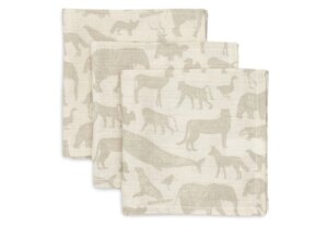 Monddoekjes Jollein Hydrofiel Animals Nougat 3-pack